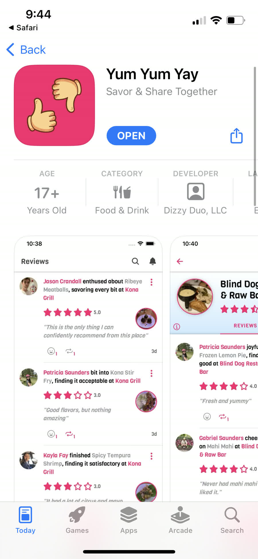 Yum Yum Yay food review social app